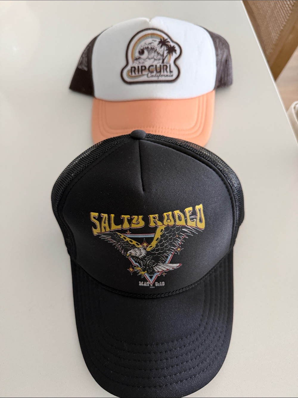 Salty Rodeo Black Trucker Hat and Rip Curl Trucker Hat both brand new
